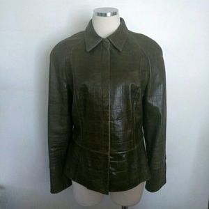 Worth embossed leather jacket